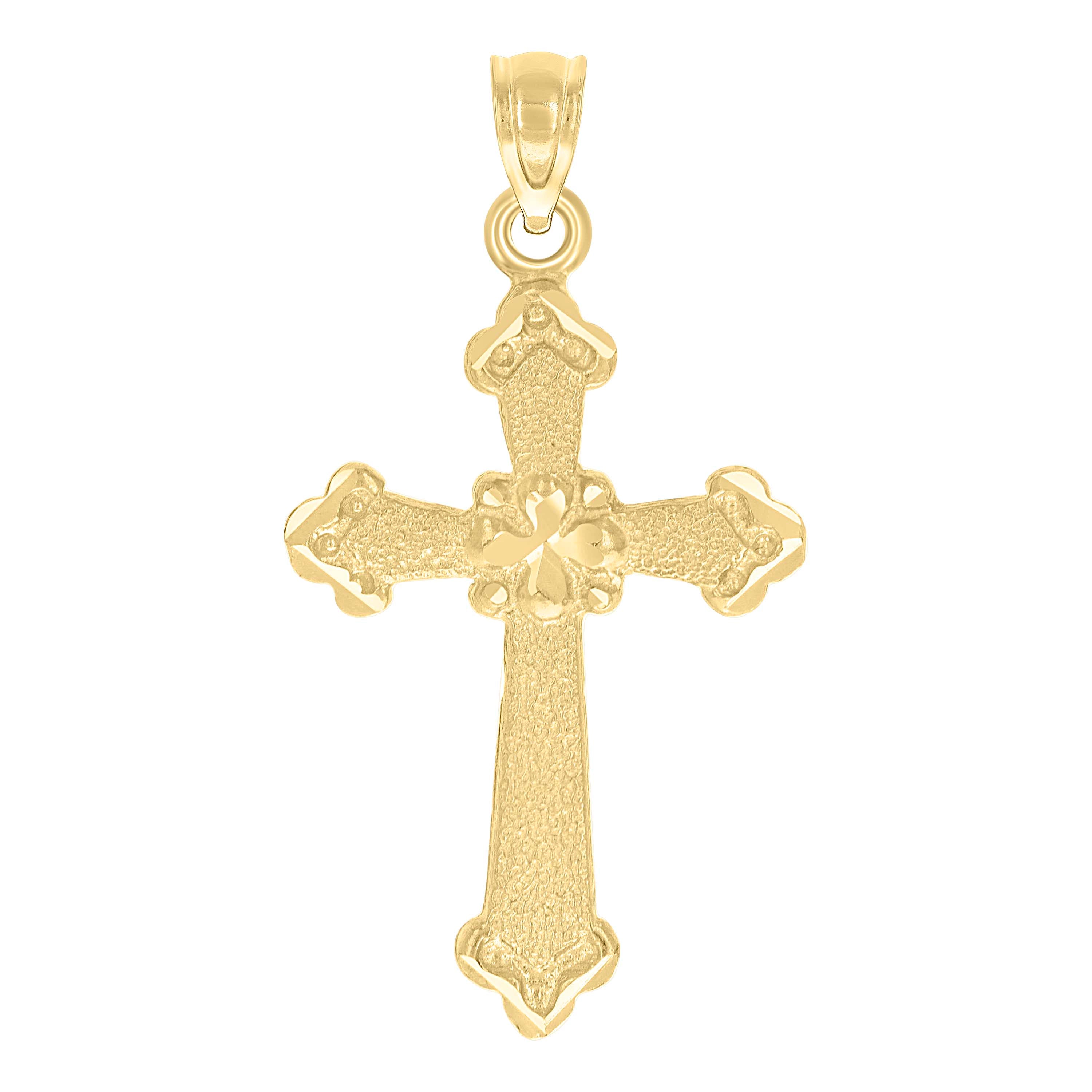 10kt Yellow Gold Unisex Nugget Cross Religious Charm Pendant