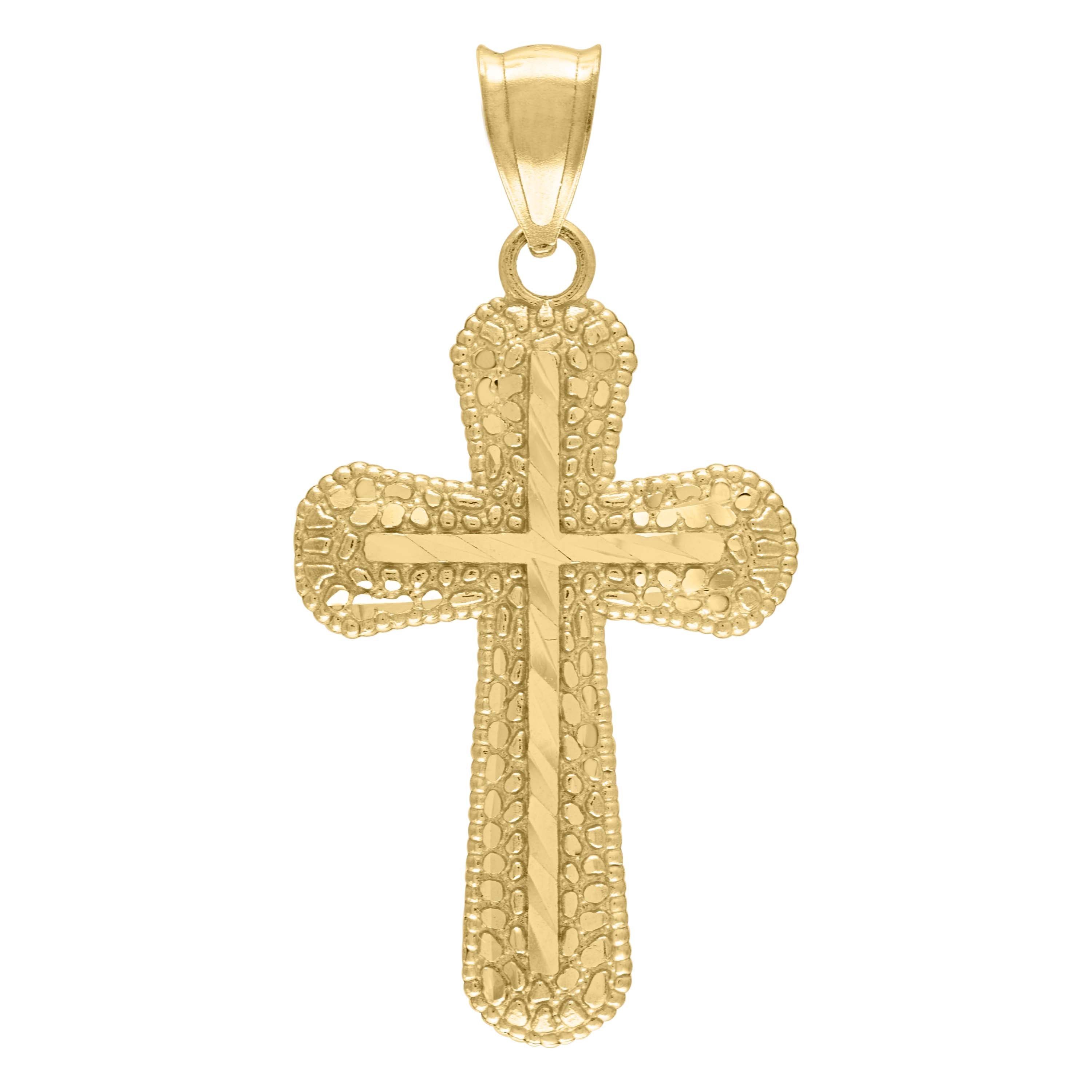 10kt Yellow Gold Mens Cross Religious Charm Pendant