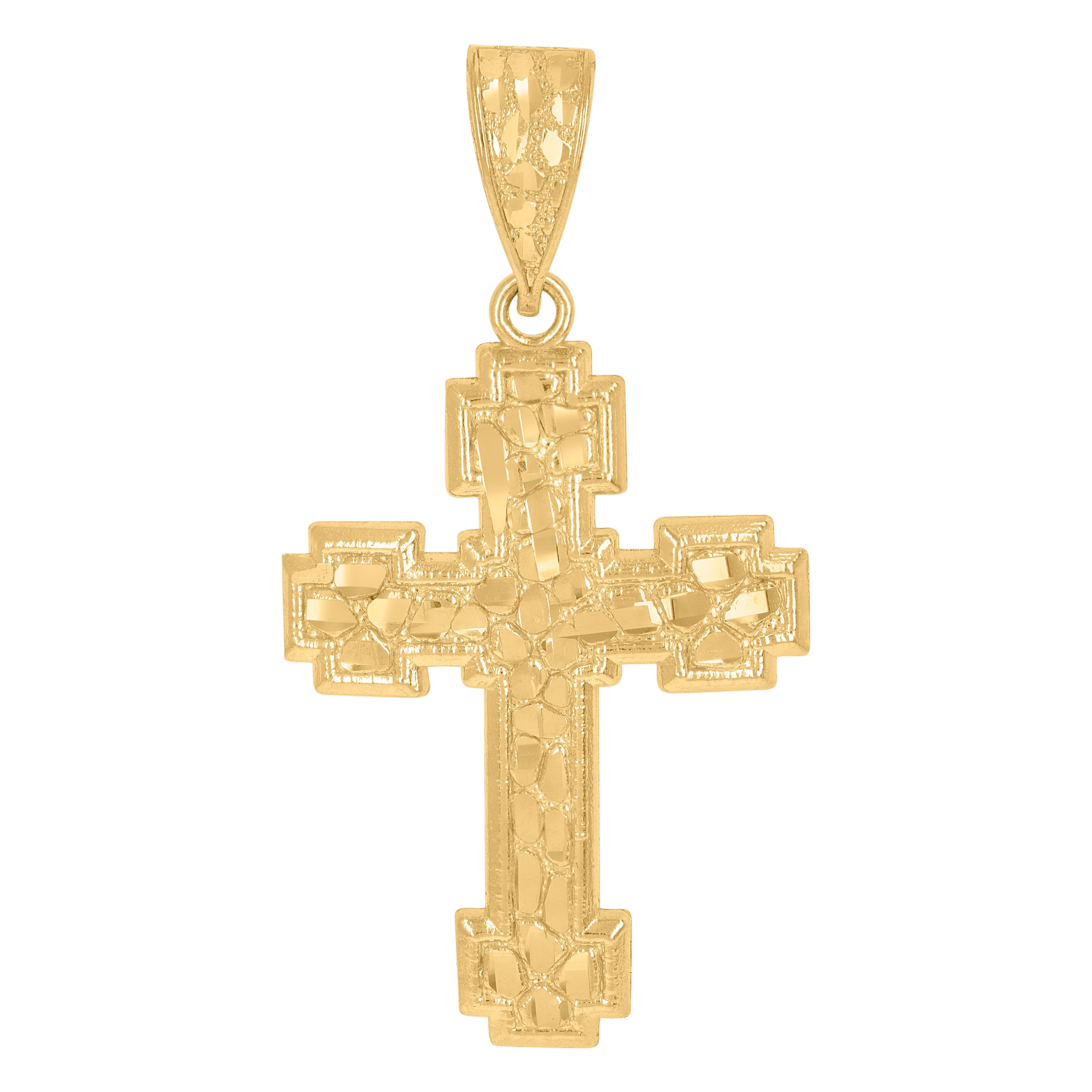 10kt Yellow Gold Mens Cross Religious Charm Pendant
