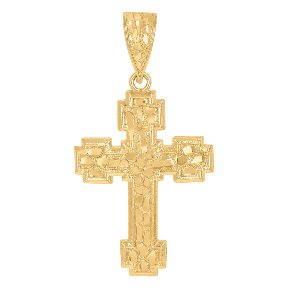10kt Yellow Gold Mens Cross Religious Charm Pendant
