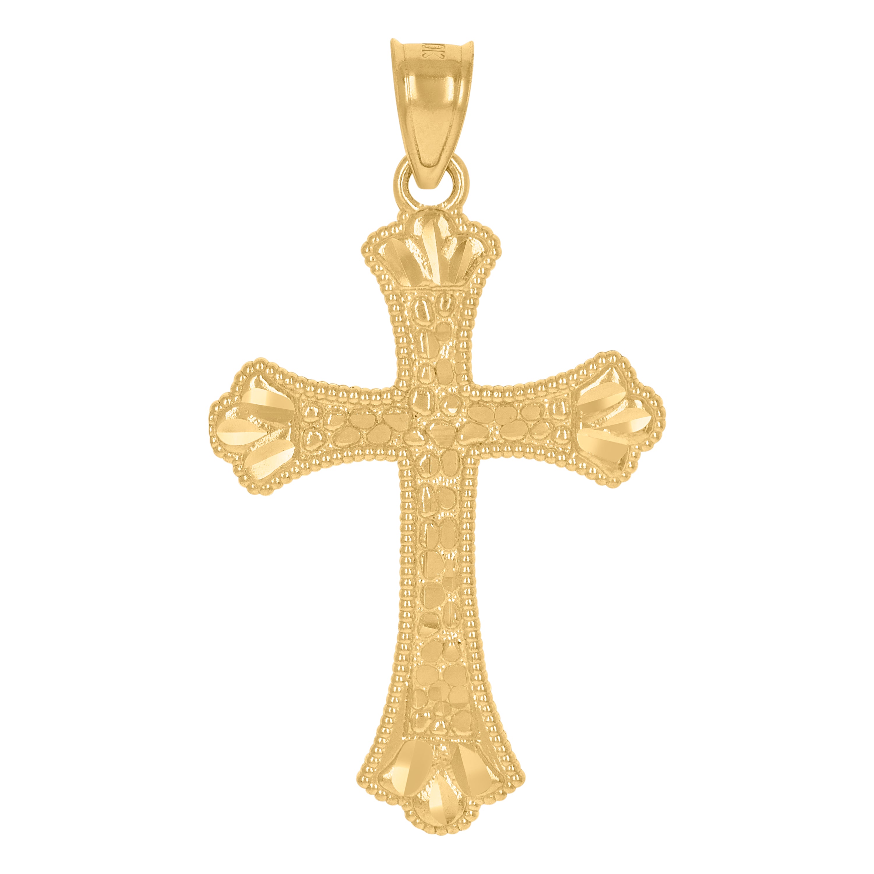 10kt Yellow Gold Mens Cross Religious Charm Pendant