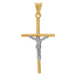 10kt Two-Tone Gold Unisex Crucifix Cross Religious Charm Pendant