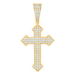 925 Sterling Silver Yellow-Tone Unisex CZ Cross Religious Charm Pendant