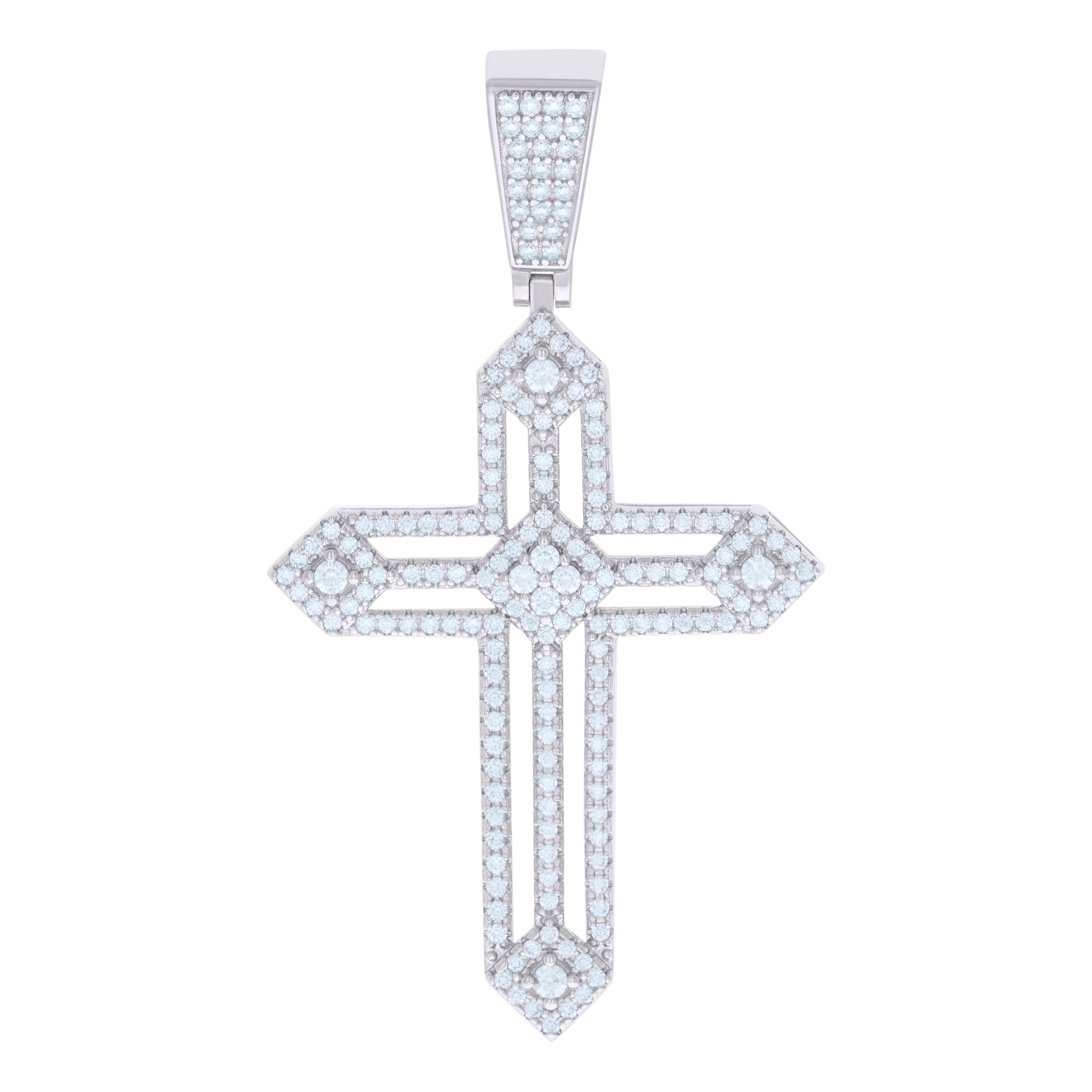 925 Sterling Silver Unisex CZ Cross Religious Charm Pendant