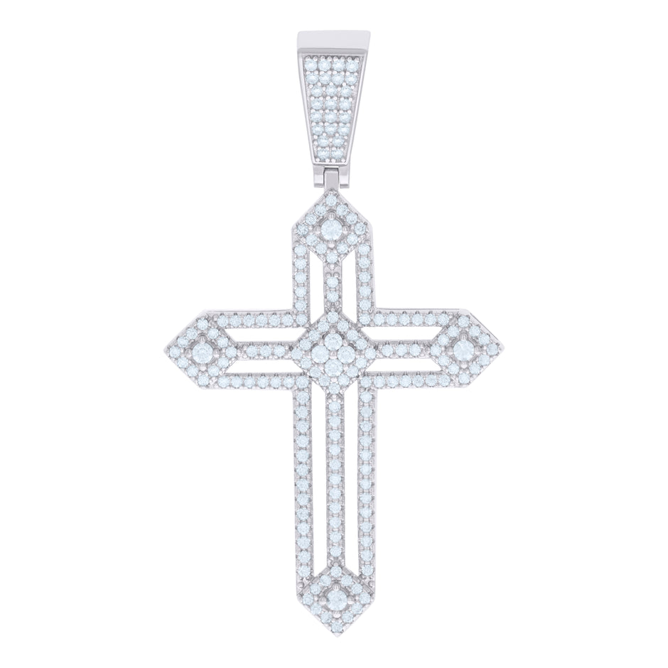 925 Sterling Silver Unisex CZ Cross Religious Charm Pendant