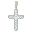 925 Sterling Silver Yellow-Tone Unisex CZ Cross Religious Charm Pendant