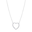 925 Sterling Silver Women Cubic Zirconia Rolo Link Heart Necklace