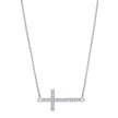 925 Sterling Silver Women Cubic Zirconia Rolo Link Cross Necklace