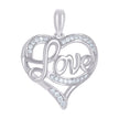 925 Sterling Silver Womens Cubic-Zirconia Love Heart Charm Pendant