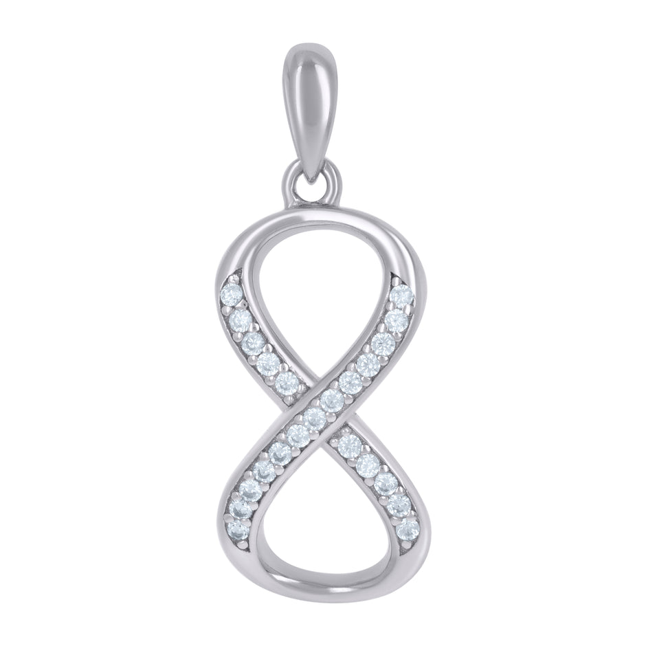 925 Sterling Silver Womens Cz Infinity Charm Pendant