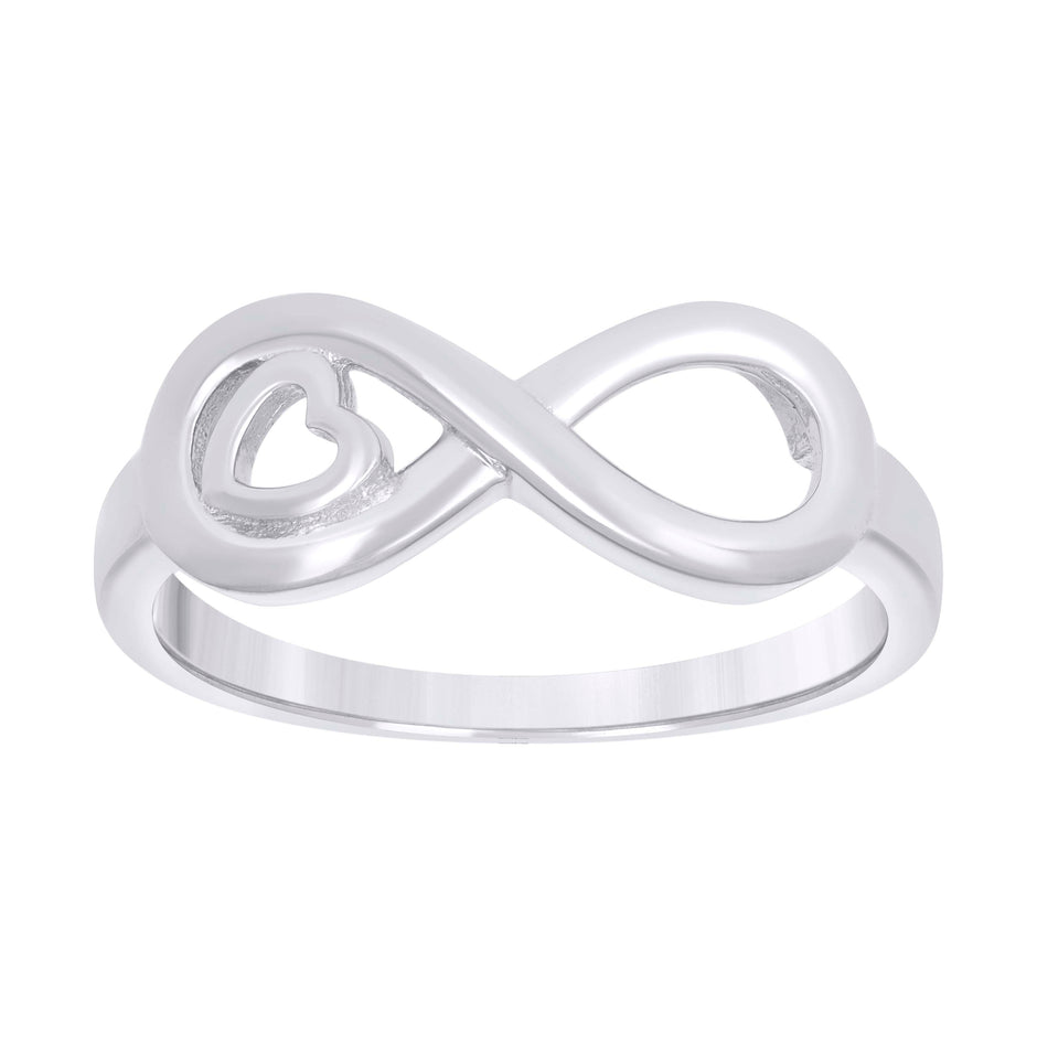 925 Sterling Silver Polished Infinity Heart Size-7 Womens Ring Band - SLV-90153
