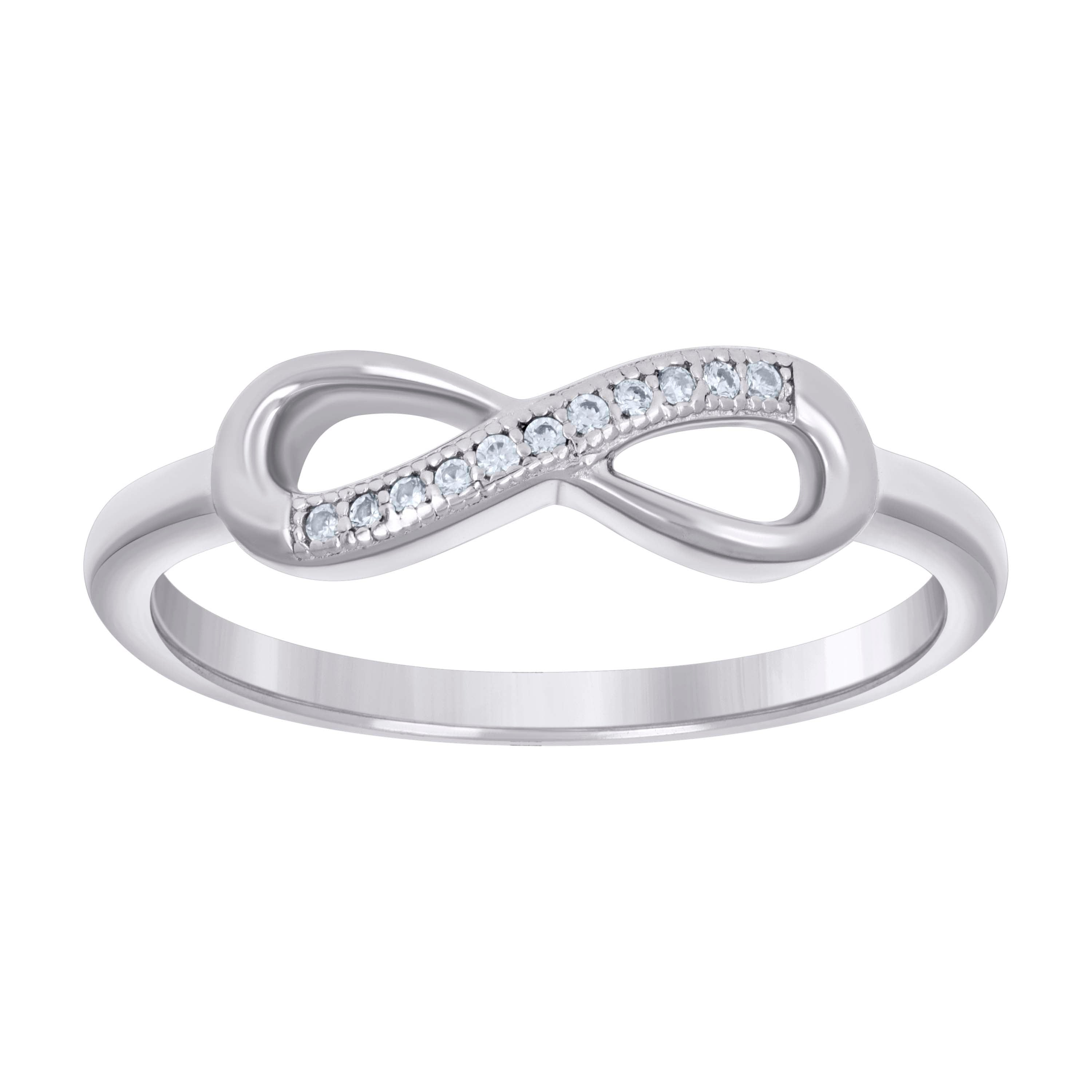 925 Sterling Silver Polished Infinity Size-6 Womens Cubic Zirconia Ring Band