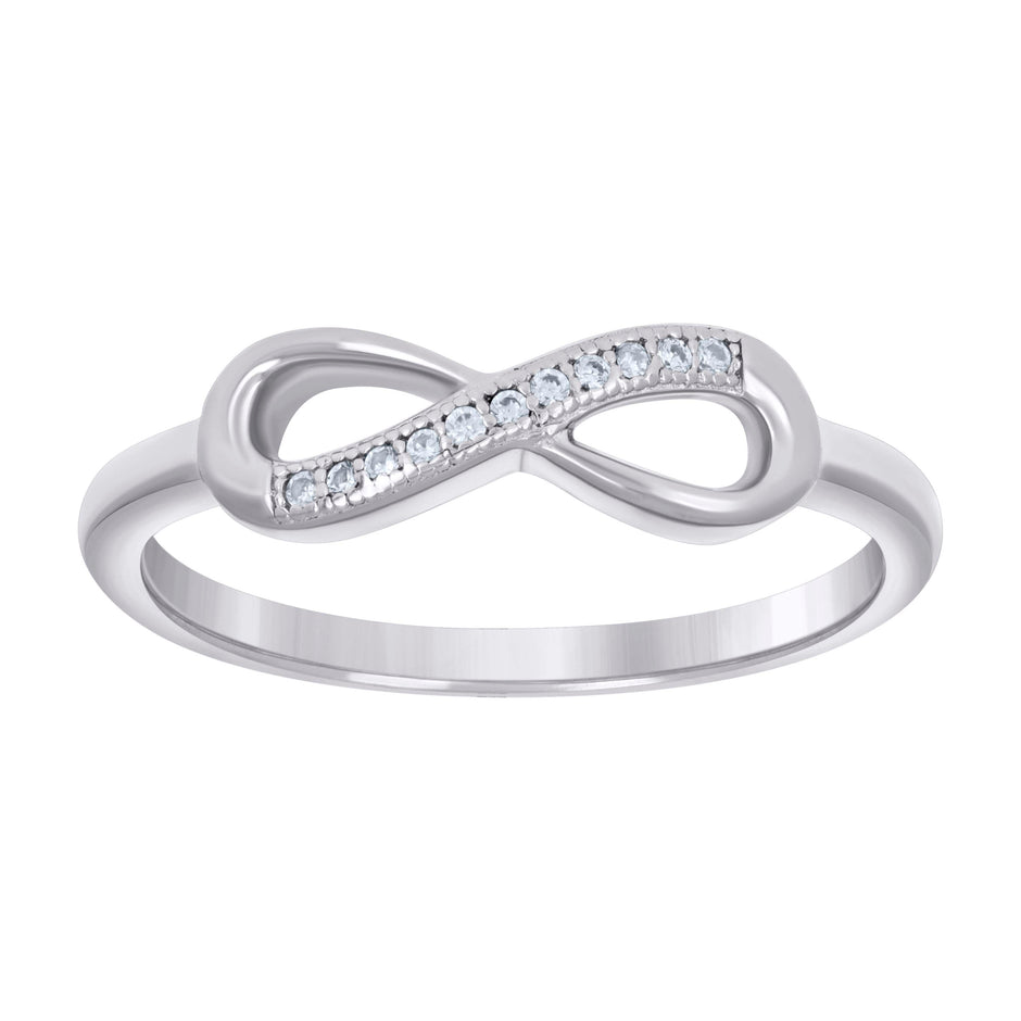 925 Sterling Silver Polished Infinity Size-9 Womens Cubic Zirconia Ring Band - SLV-90191