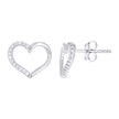 925 Sterling Silver Womens Cubic-Zirconia Heart Stud Earrings