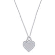925 Sterling Silver Women Cubic Zirconia Rolo Link Heart Necklace