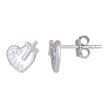 925 Sterling Silver Heart Cross 1.19Gm Womens Stud Earrings
