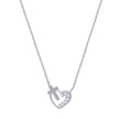 925 Sterling Silver Women Cubic Zirconia Rolo Link Heart & Cross Necklace