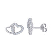 925 Sterling Silver Womens Cubic-Zirconia Intertwined Heart Stud Earrings
