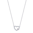 925 Sterling Silver Women Cubic Zirconia Rolo Link Hearts Necklace