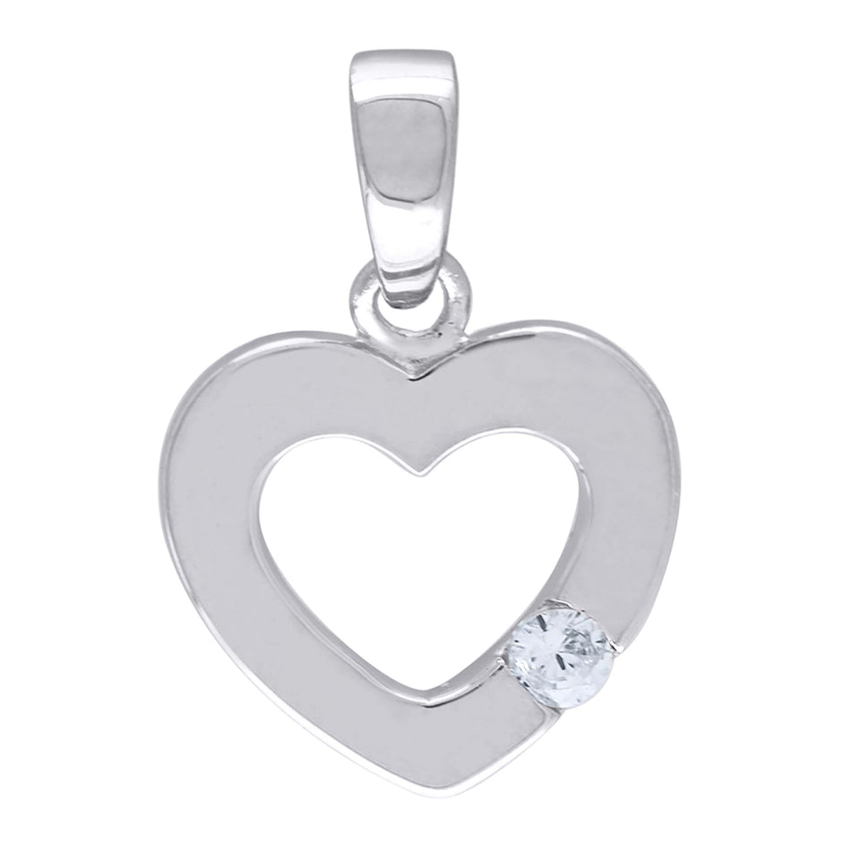 925 Sterling Silver Womens Cz Heart Charm Pendant