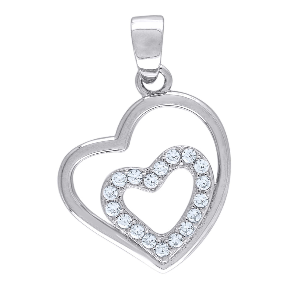 925 Sterling Silver Womens Cz Heart Charm Pendant