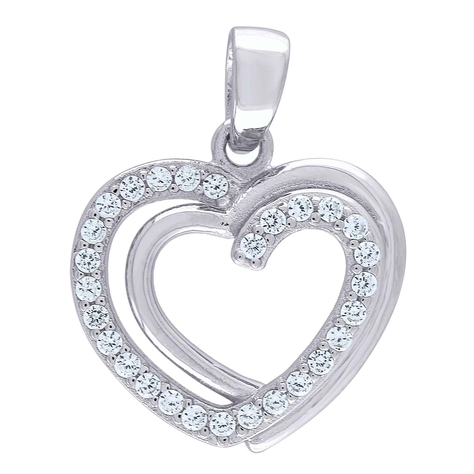 925 Sterling Silver Womens Cz Intertwined Heart Charm Pendant