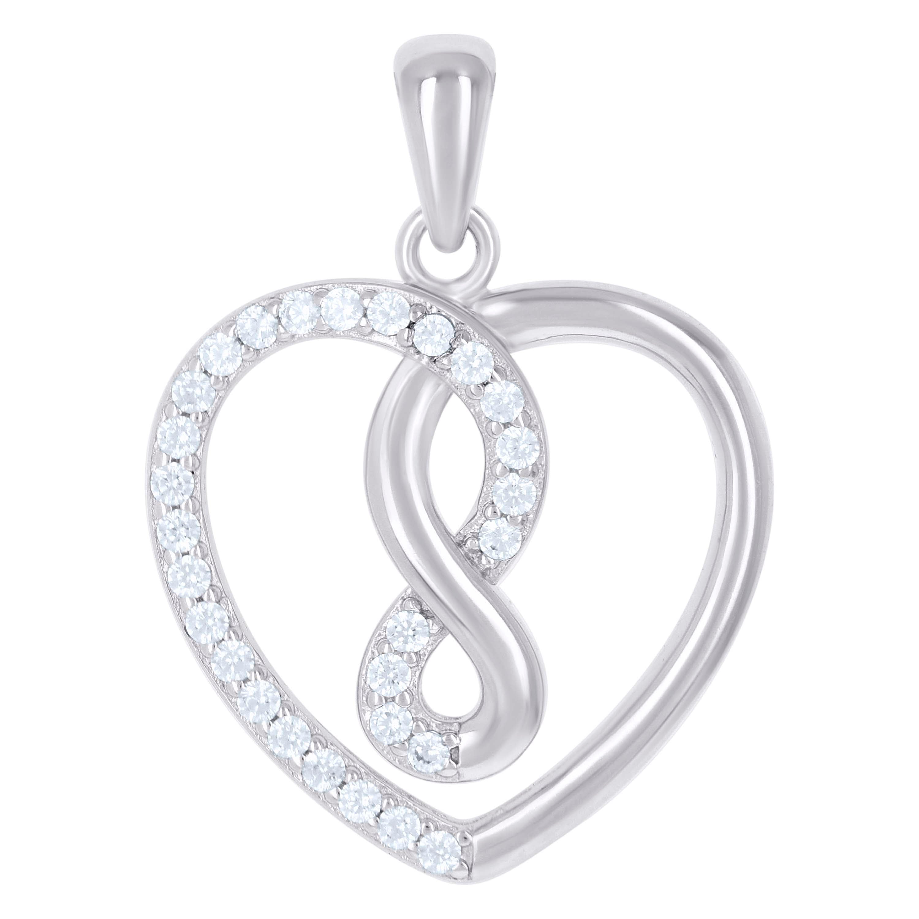 925 Sterling Silver Womens Cz Heart Charm Pendant