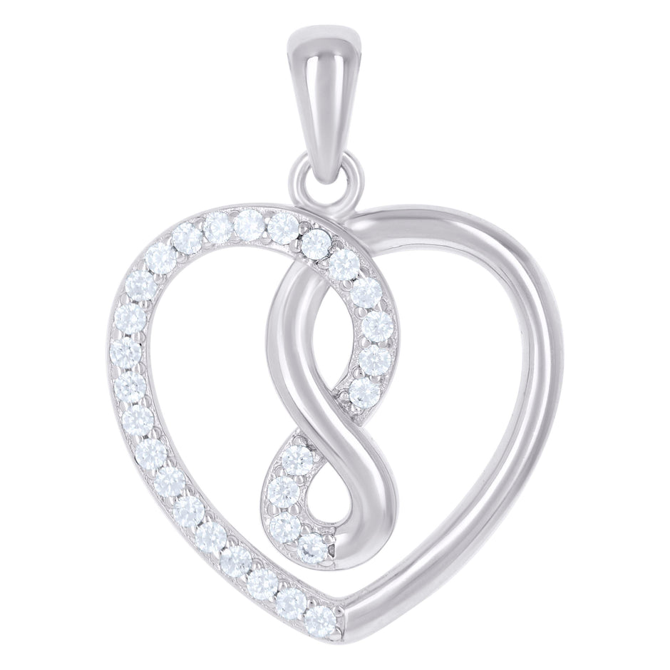 925 Sterling Silver Womens Cz Heart Charm Pendant