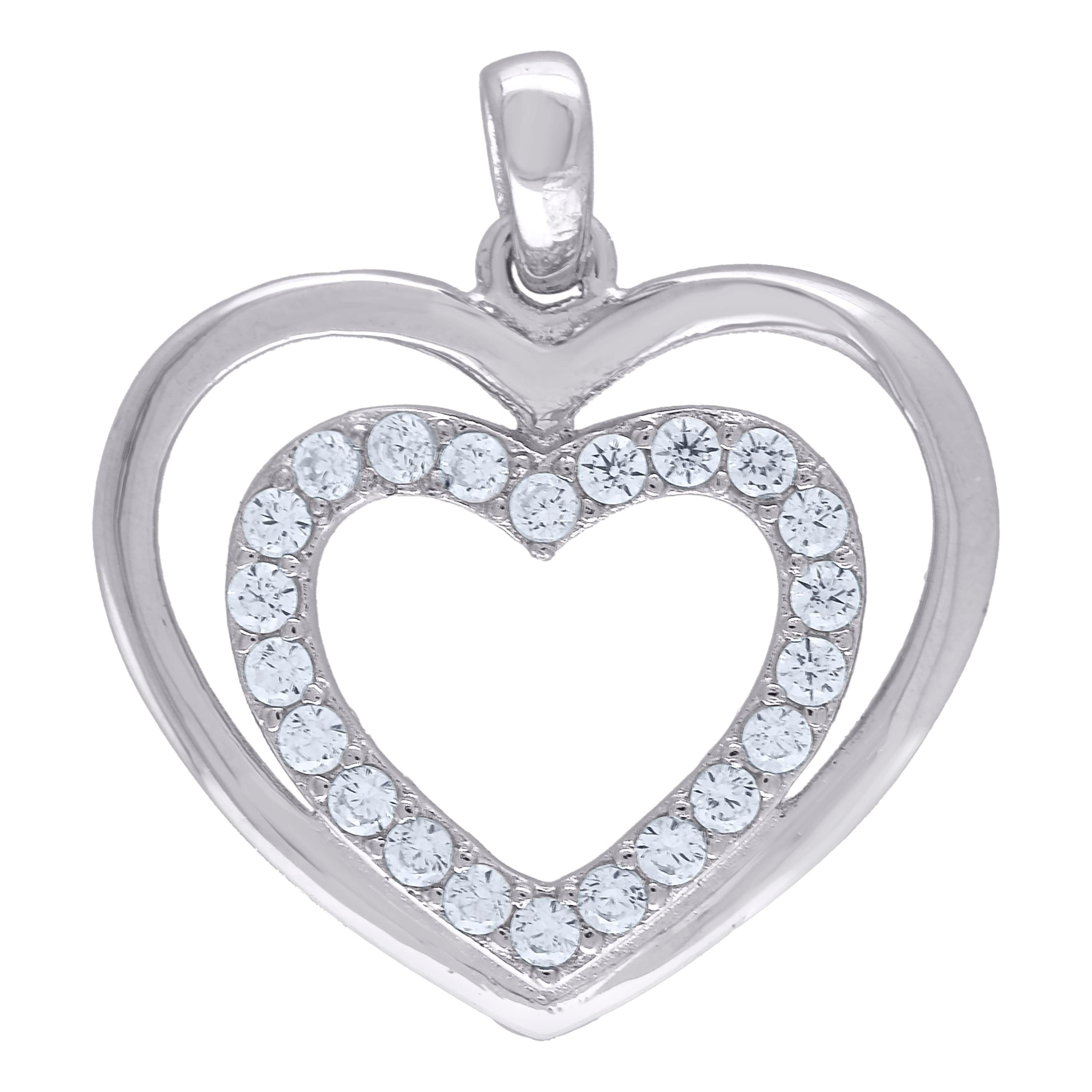 925 Sterling Silver Womens Cz Heart Charm Pendant
