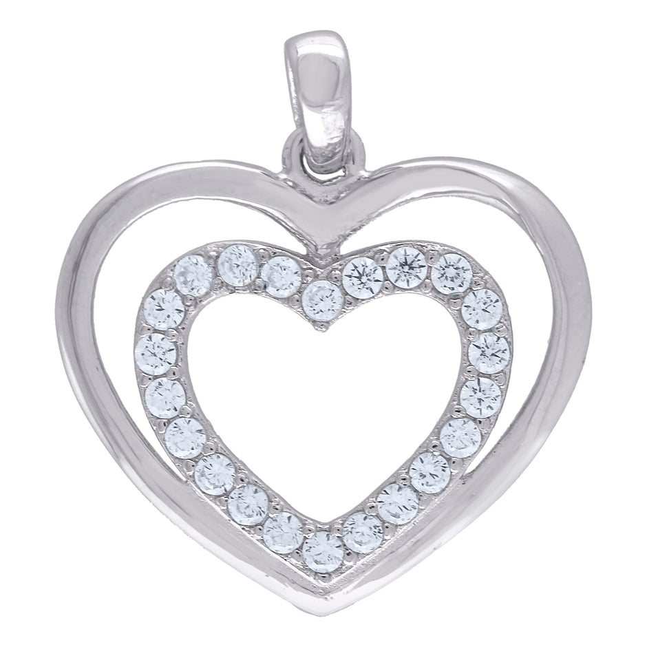 925 Sterling Silver Womens Cz Heart Charm Pendant