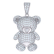 925 Sterling Silver Mens Cubic-Zirconia Teddy Bear Fashion Charm Pendant