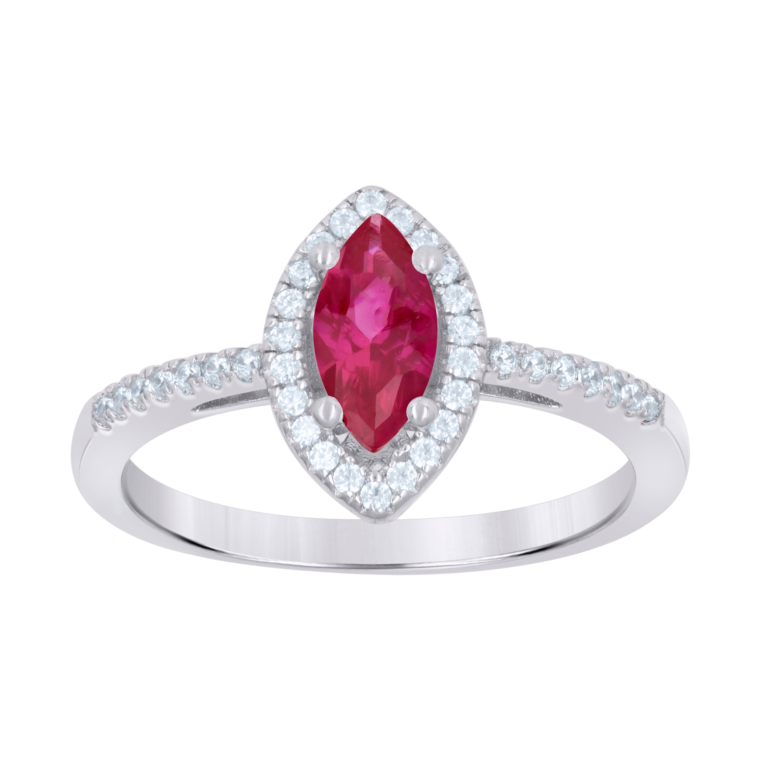 925 Sterling Silver Womens Red Marquise Cubic Zirconia Fashion Ring Size 9