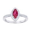 925 Sterling Silver Womens Red Marquise Cubic Zirconia Fashion Ring Size 9
