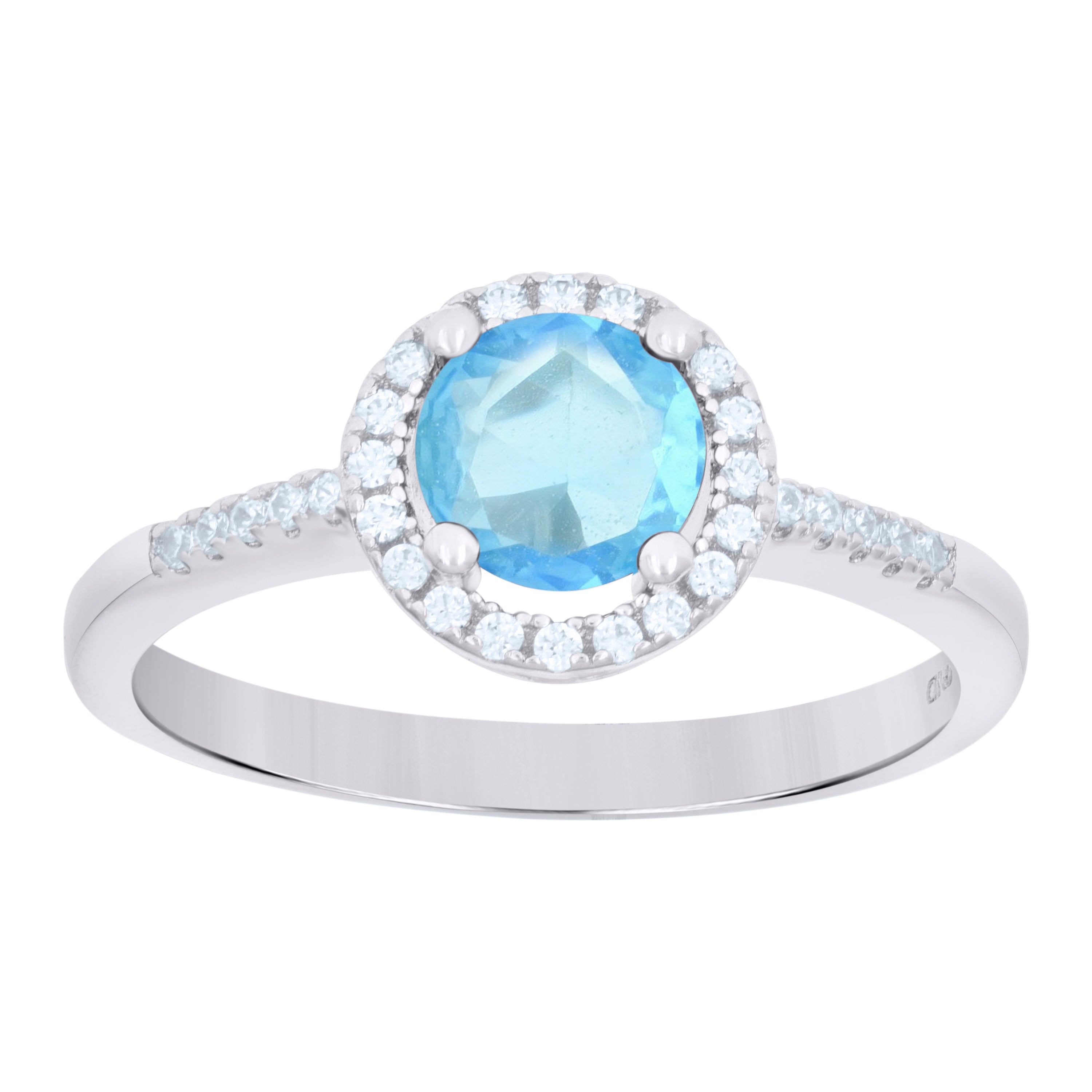 925 Sterling Silver Womens Aqua Cubic Zirconia Fashion Ring Size 9 - SLV-90340