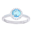 925 Sterling Silver Womens Aqua Cubic Zirconia Fashion Ring Size 9 - SLV-90340