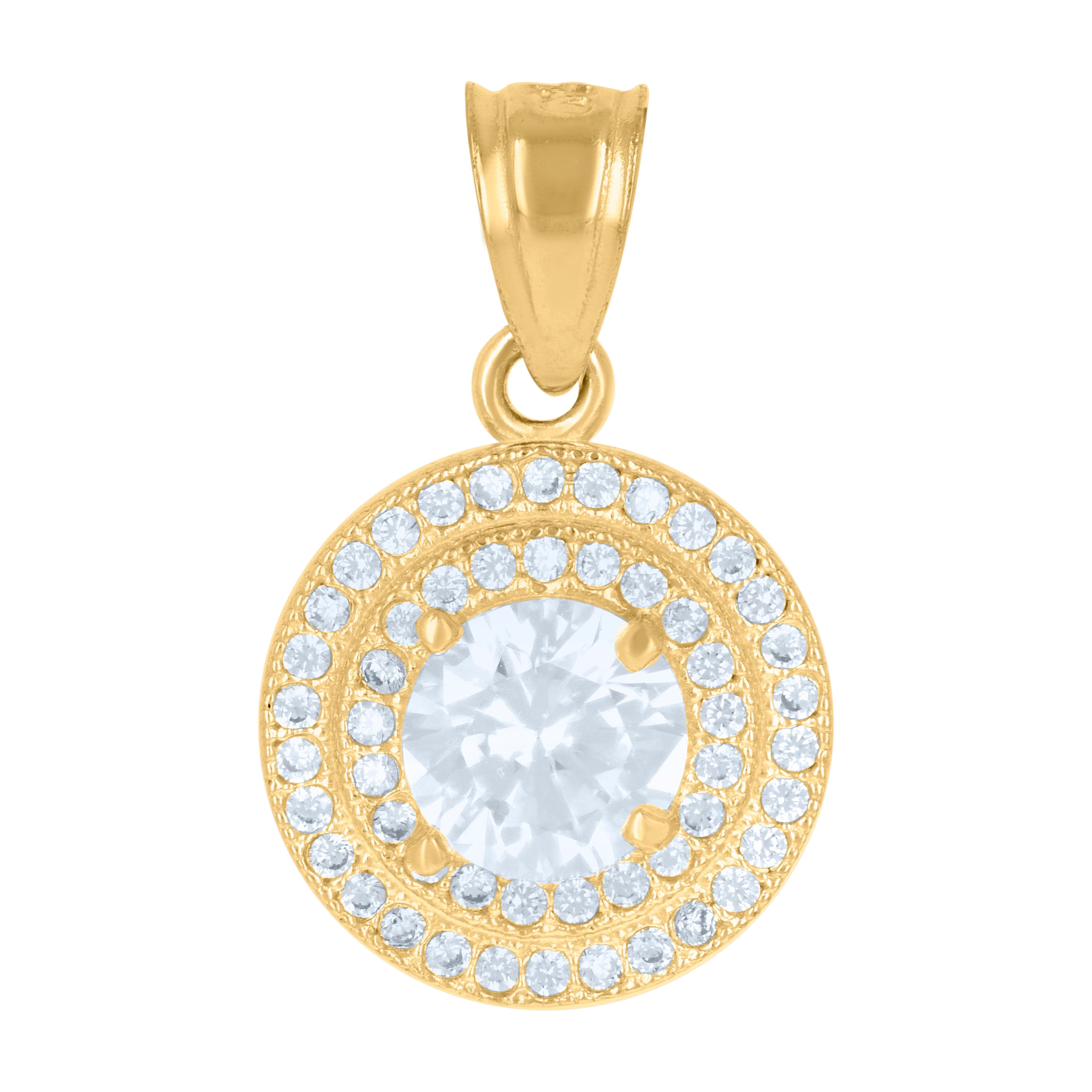 10kt Two-Tone Gold Womens Cubic-Zirconia Round Cluster Fashion Charm Pendant 
