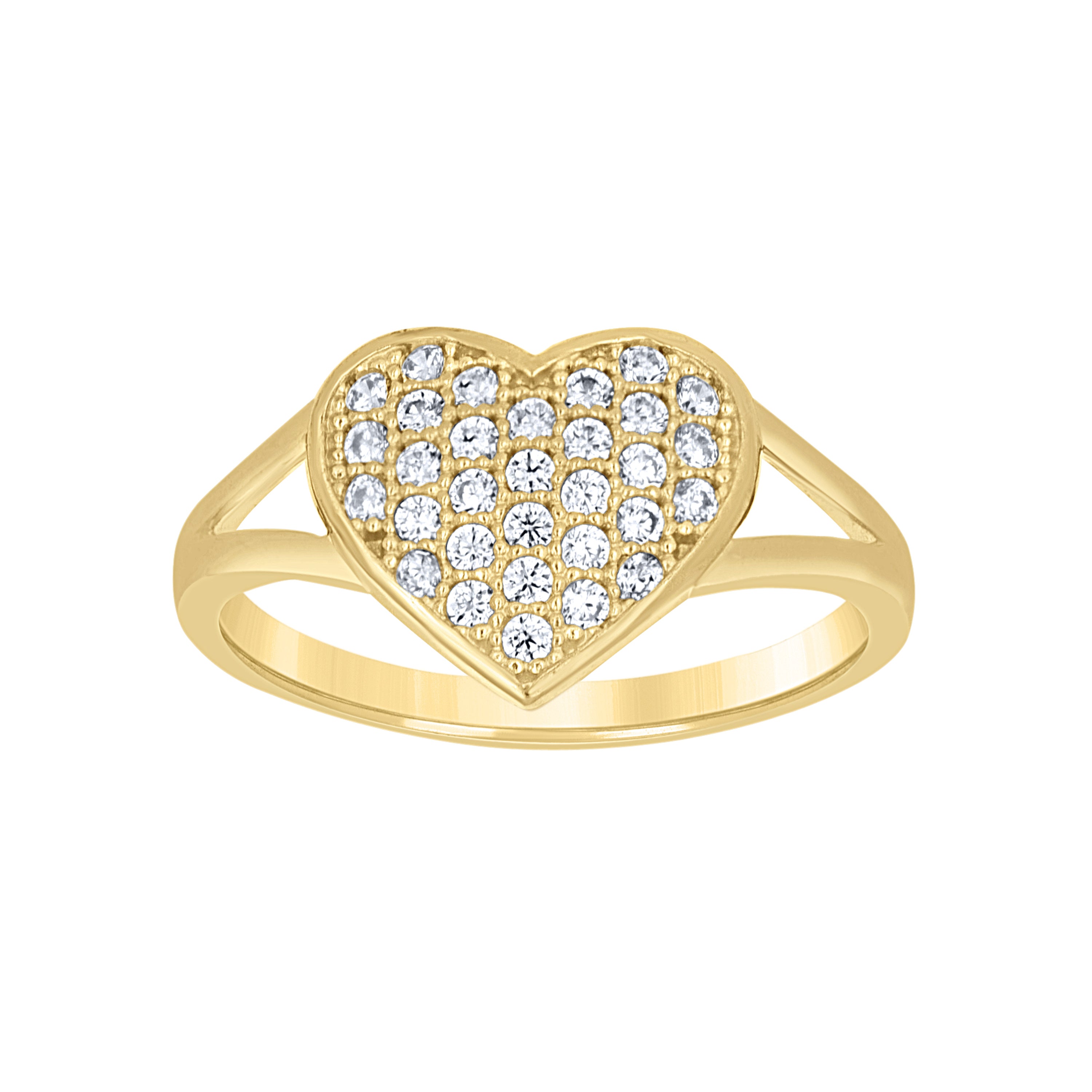 10kt Two-Tone Gold Womens Cubic Zirconia Heart Engagement Ring