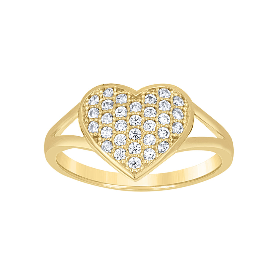 10kt Two-Tone Gold Womens Cubic Zirconia Heart Engagement Ring