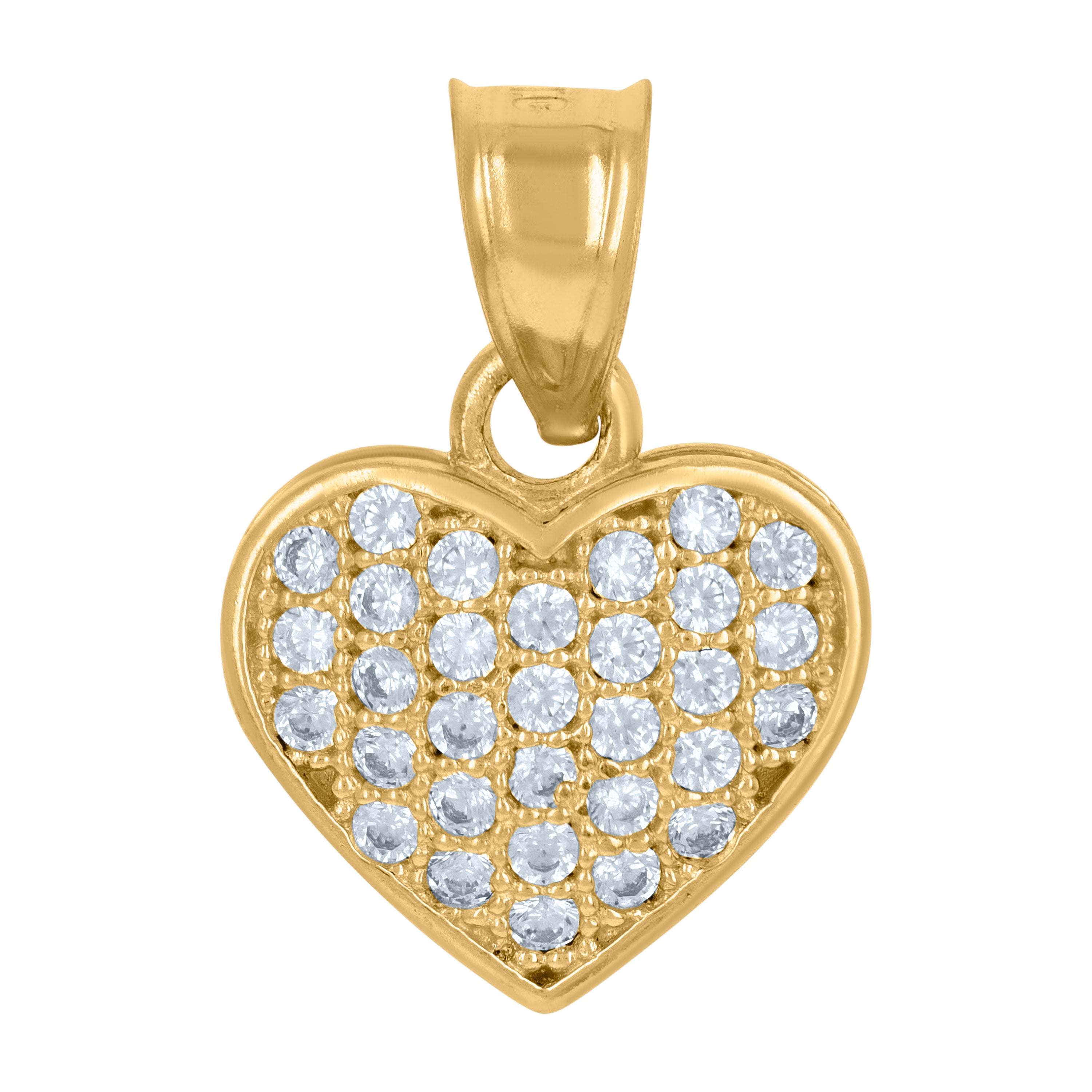 10kt Two-Tone Gold Womens Cubic-Zirconia Cluster Heart Charm Pendant 