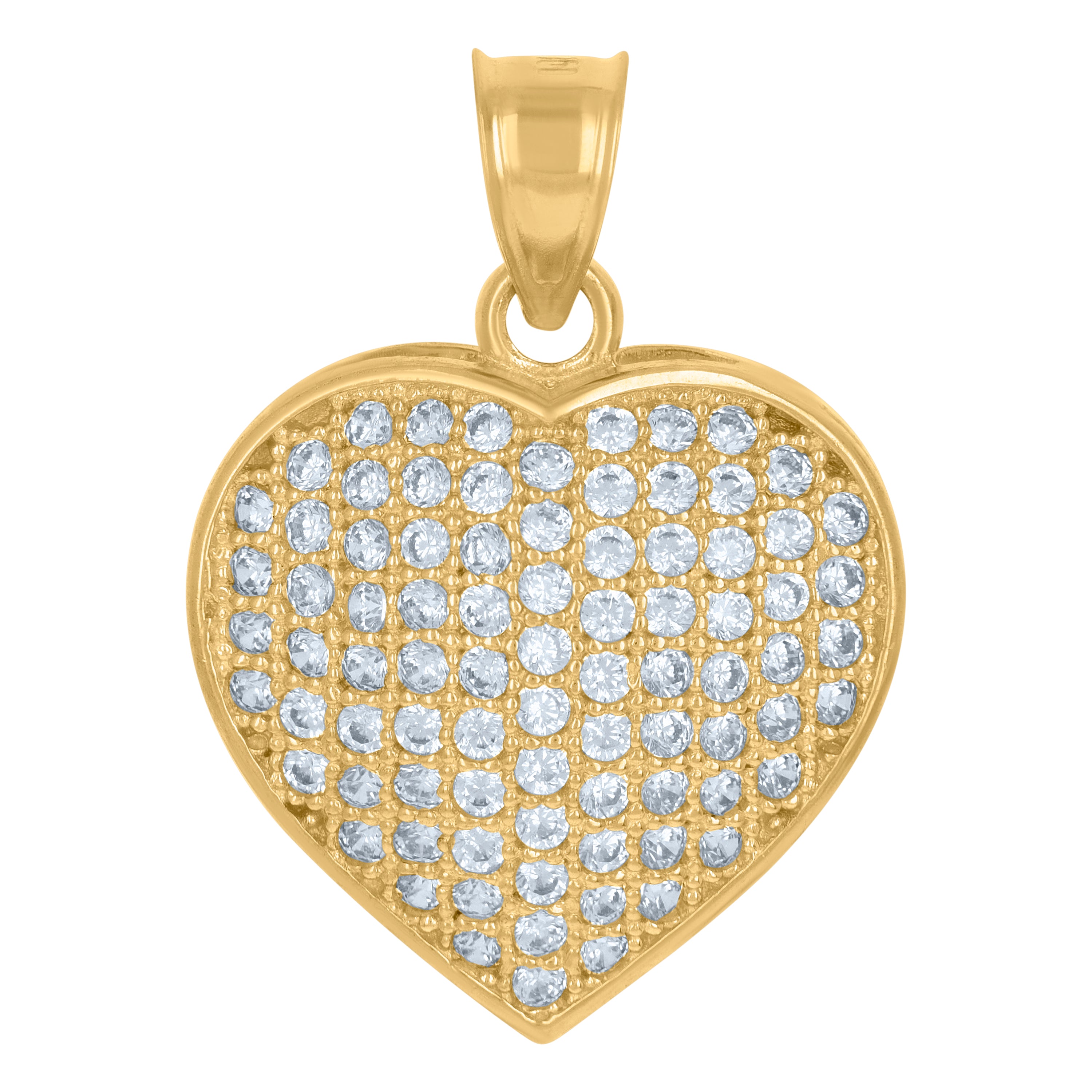 10kt Yellow Gold Womens Cubic-Zirconia Heart Charm Pendant