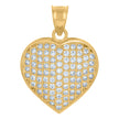 10kt Yellow Gold Womens Cubic-Zirconia Heart Charm Pendant