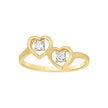 10kt Yellow Gold Womens Cubic Zirconia Double Heart Engagement Ring