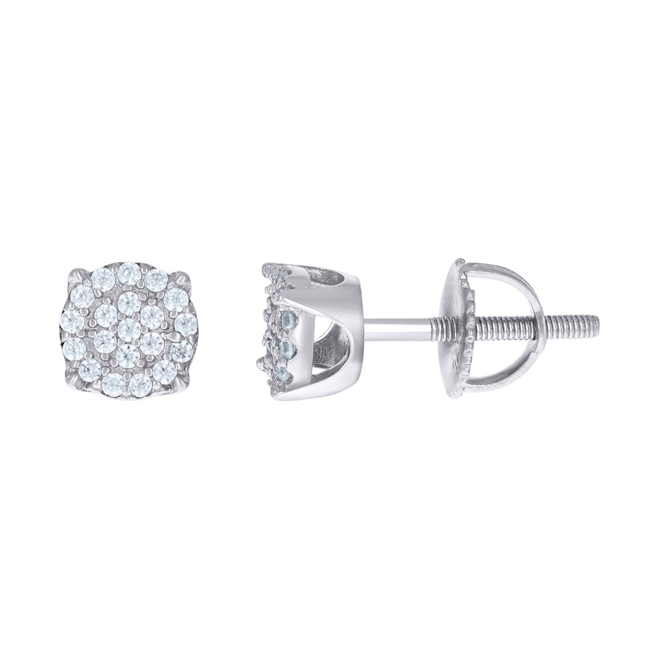 925 Sterling Silver Unisex Cubic-Zirconia Fashion Stud Earrings