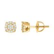 925 Sterling Silver Yellow-tone Unisex Cubic-Zirconia Fashion Stud Earrings