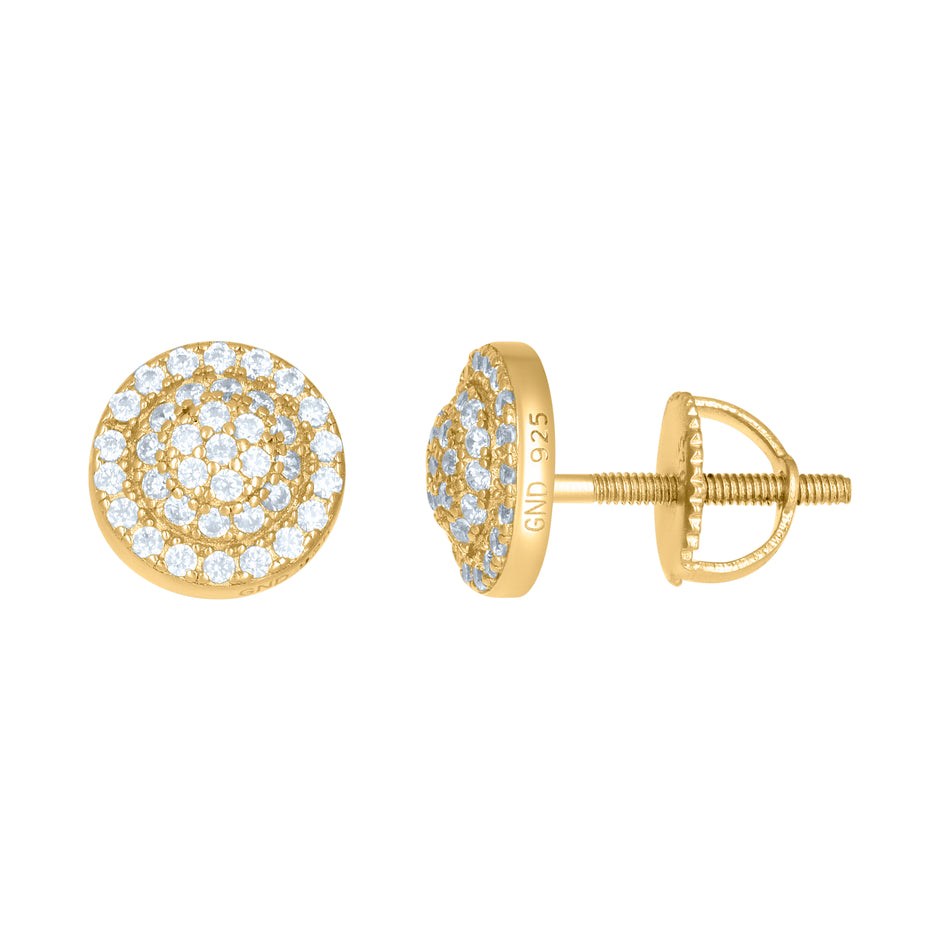 925 Sterling Silver Yellow-tone Women Cubic-Zirconia Fashion Stud Earrings