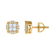 925 Sterling Silver Yellow-tone Unisex Princess-Cut Cubic-Zirconia Fashion Stud Earrings