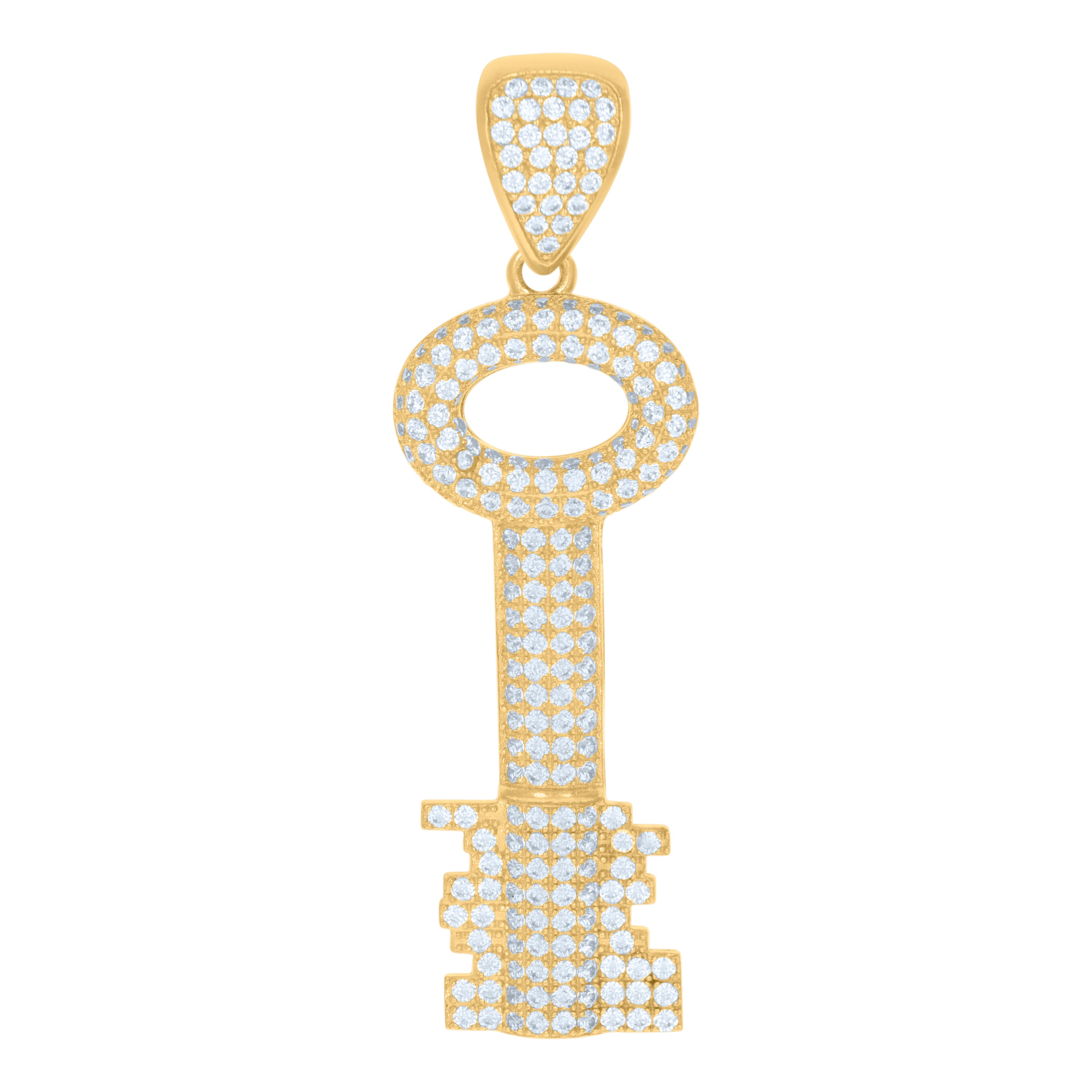 10kt Yellow Gold Mens Cubic Zirconia Key Lock & Key Charm Pendant