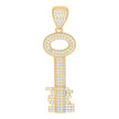 10kt Yellow Gold Mens Cubic Zirconia Key Lock & Key Charm Pendant