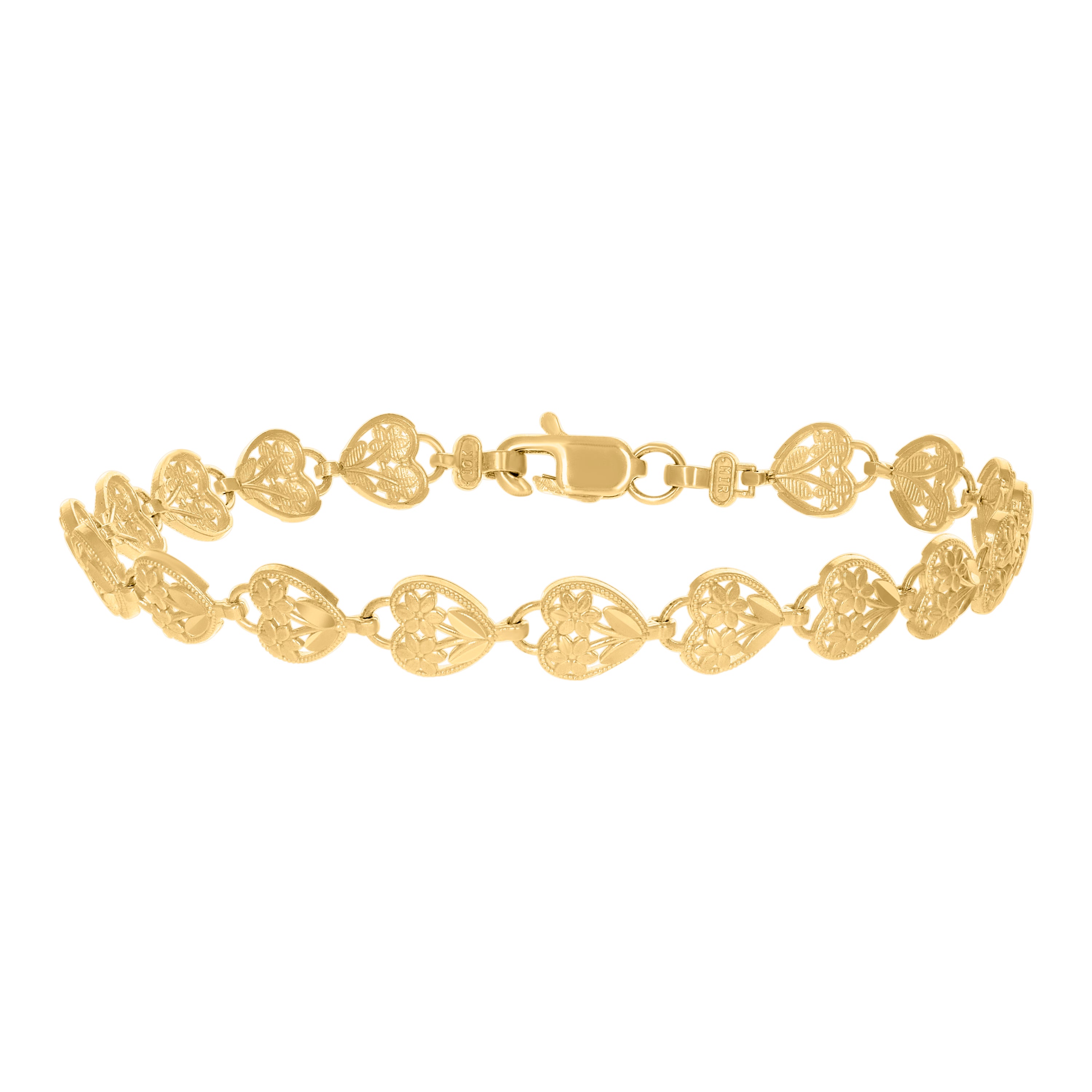 10kt Yellow Gold Womens Heart Link 8