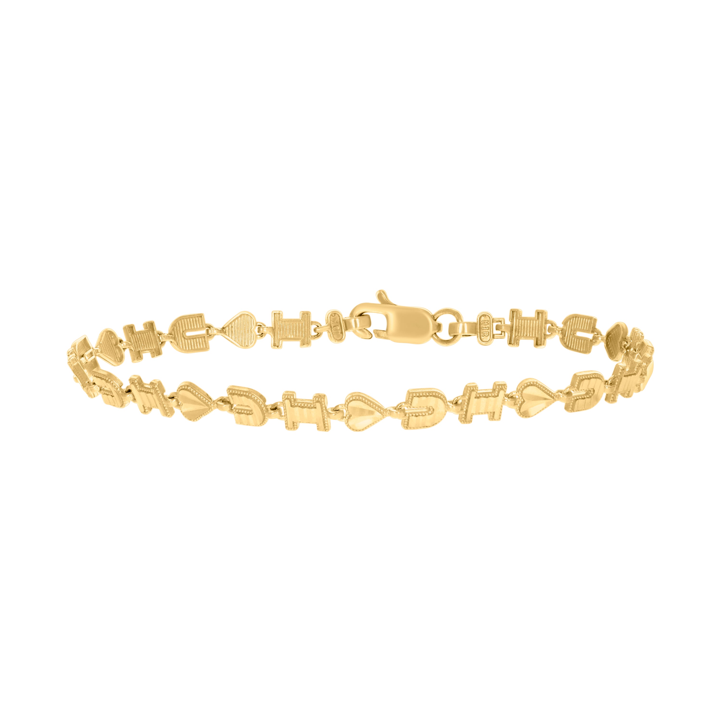 10kt Yellow Gold Womens I Love U Heart Link 8